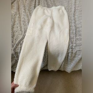Fuzzy white sweat pants